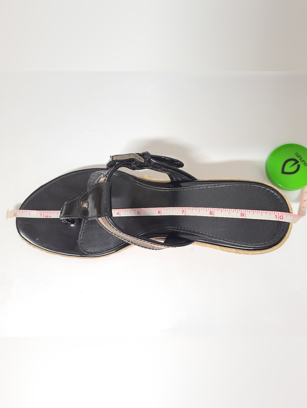 Burberry Vintage Black Patent Nova Check Wedge Thong Sandals with Box Sz 41 US 9 - Picture 16 of 16